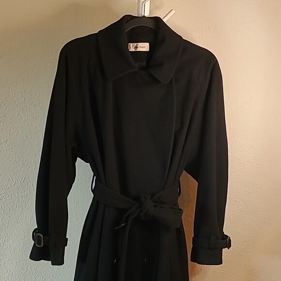 Vintage Calvin Klein made in USA Maxi Coat, black, c.1987, fits 10-12, - Picture 3 of 15